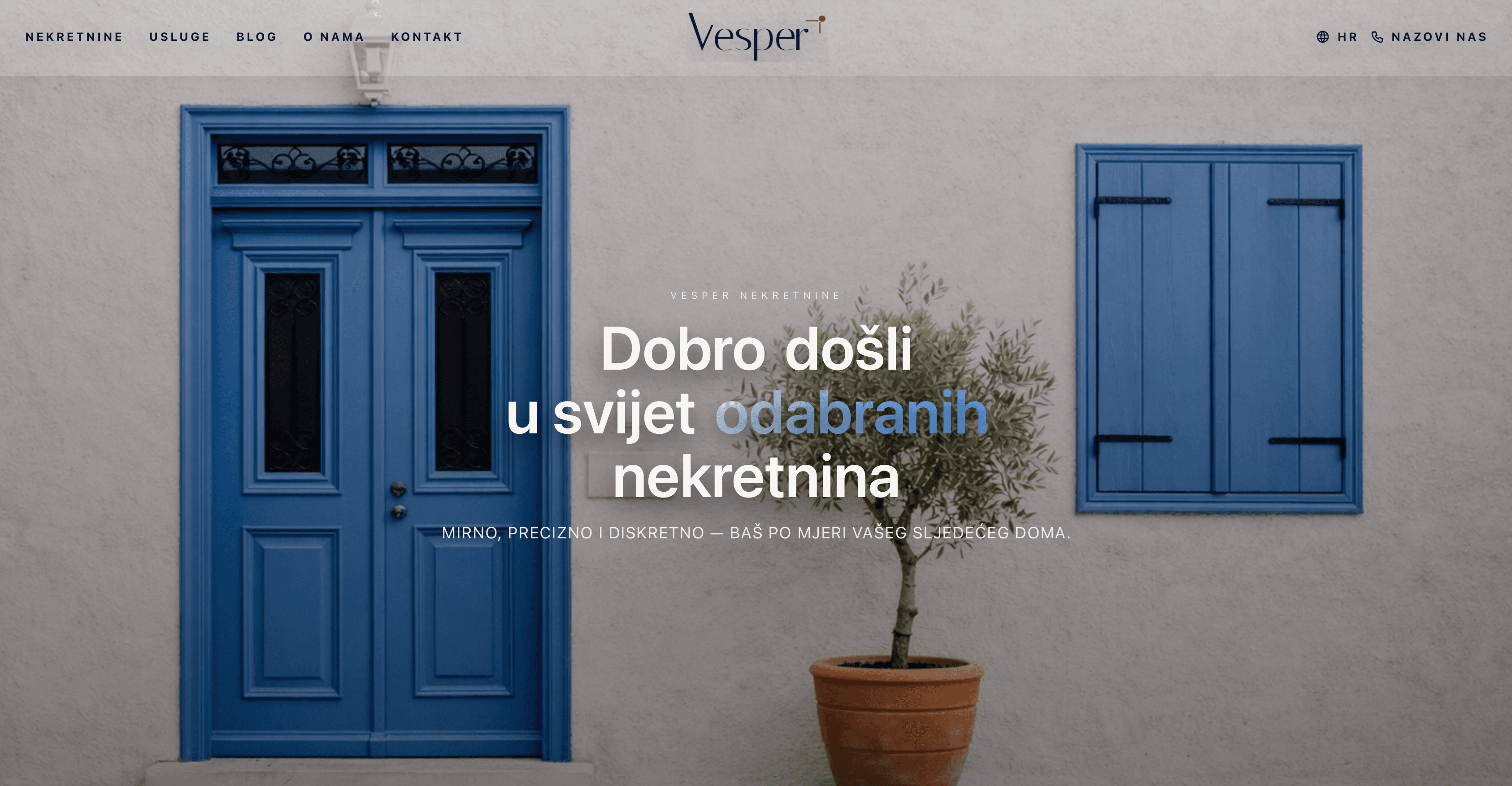 Vesper nekretnine — desktop prikaz